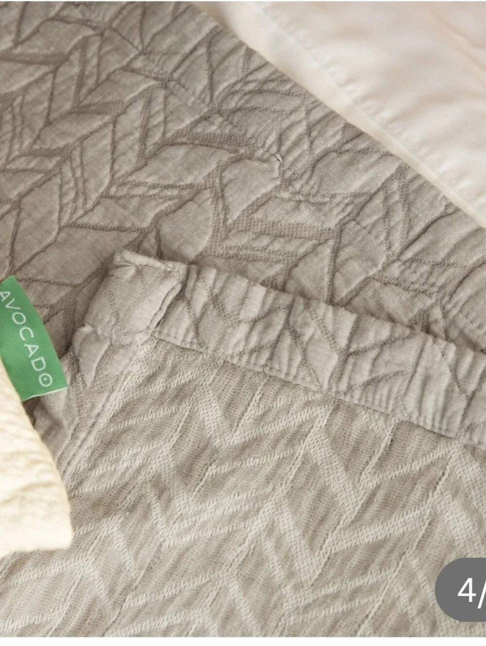 (6) Avacado Herringbone 3piece Organic Cotton Coverlet Set